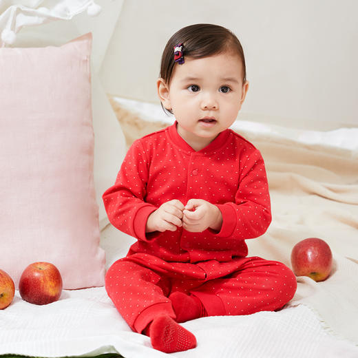 英氏婴儿宝宝连体衣哈衣爬服新年装纯棉襟蛤两件套YLAAJ01001A01 商品图2