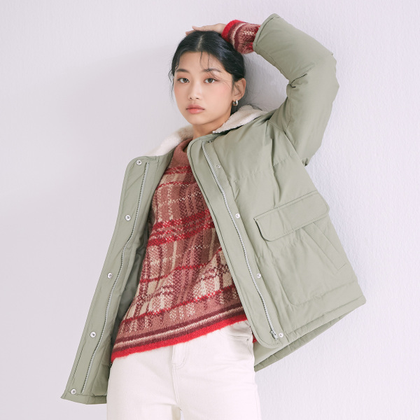 MIXXO韩国宽松Dumble衣领短河豚工装羽绒服暗扣JPY带授权招加盟代理