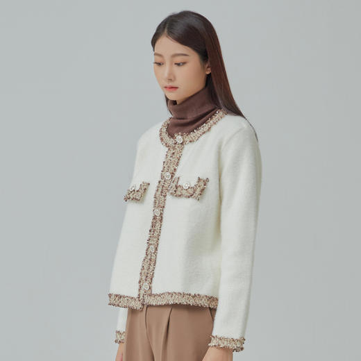 MIXXO韩国宽松款圆翼花呢纽扣开衫淑女甜美冬季JPY带授权招加盟代理 商品图1