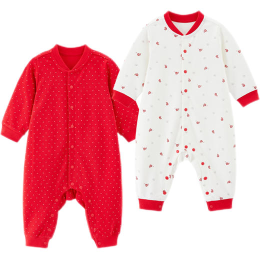 英氏婴儿宝宝连体衣哈衣爬服新年装纯棉襟蛤两件套YLAAJ01001A01 商品图4