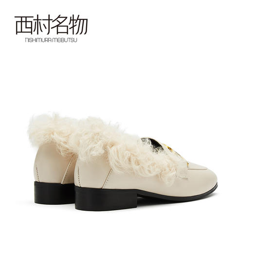 西村名物2021春季新款毛毛鞋女平底百搭羊毛皮女鞋X21AM12841 商品图3