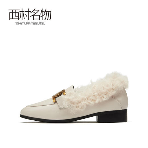 西村名物2021春季新款毛毛鞋女平底百搭羊毛皮女鞋X21AM12841 商品图6