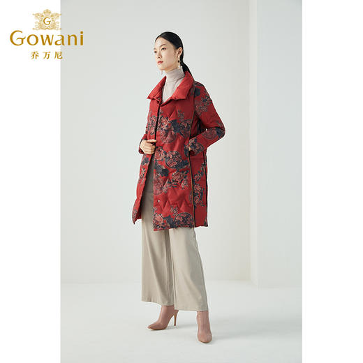 乔万尼秋冬国风牡丹贵气设计抗寒保暖中长款双面穿羽绒服ES4T415 商品图2