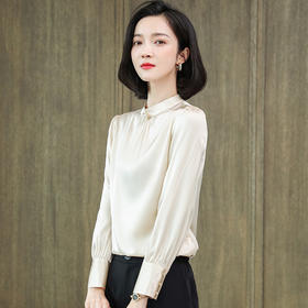 上海旗袍厂ASE-9015圆领时尚气质真丝衬衫