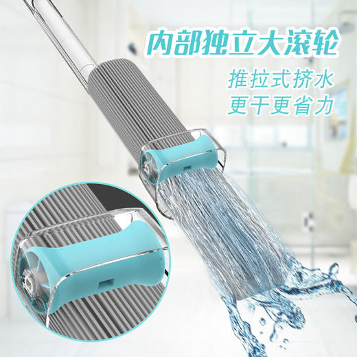 妙洁海绵拖把 共2个替换头 快易吸新一代胶棉头家用办公室墩布懒人免手洗托地长杆刮水神器 商品图3