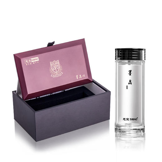 思宝墨晶双层玻璃杯商务办公带茶隔礼盒装车载透明水杯 商品图4