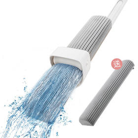 妙洁海绵拖把 共2个替换头 快易吸新一代胶棉头家用办公室墩布懒人免手洗托地长杆刮水神器