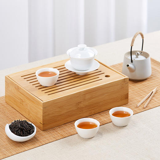 八马茶业 茶叶 特级正山小种红茶 竹制茶盘 组合茶叶礼盒装375g 商品图2