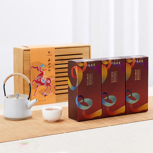 八马茶业 茶叶 特级正山小种红茶 竹制茶盘 组合茶叶礼盒装375g 商品图1