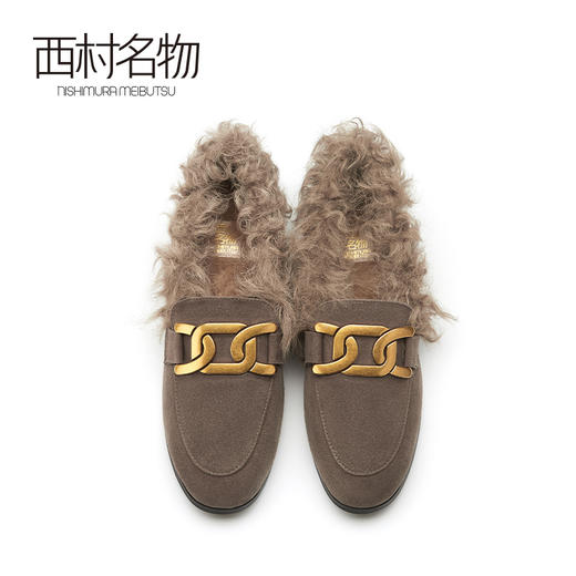 西村名物2021春季新款毛毛鞋女平底百搭羊毛皮女鞋X21AM12841 商品图2