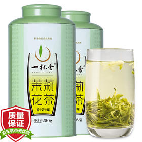 一杯香浓香茉莉花茶2罐共500g礼盒装茶叶2020新茶花草茶散装茗茶