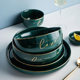 摩登主妇原创love北欧风金边家用陶瓷碗盘碟套装餐盘饭汤碗吃饭碗
