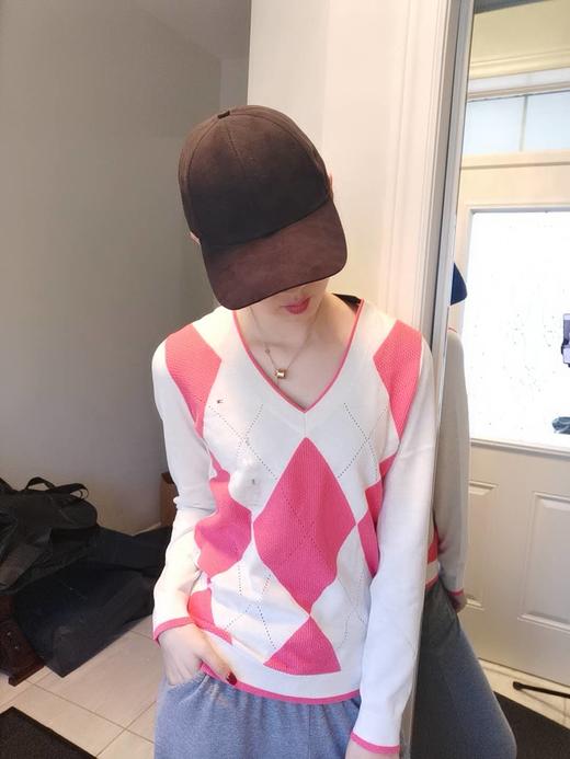 国内现货 Tommy Hilfiger专柜女士针织衫女士新款秋菱格纯色V领休闲针织衫毛衣 商品图0