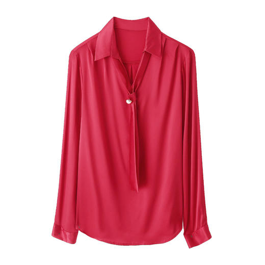 上海旗袍厂ASE-9019 小V领系带气质真丝衬衫 商品图4