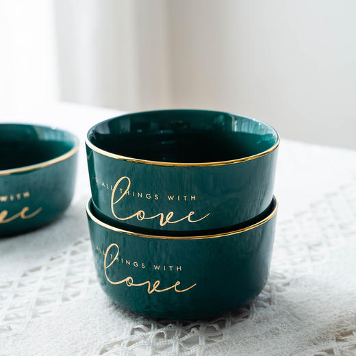 摩登主妇原创love北欧风金边家用陶瓷碗盘碟套装餐盘饭汤碗吃饭碗 商品图2