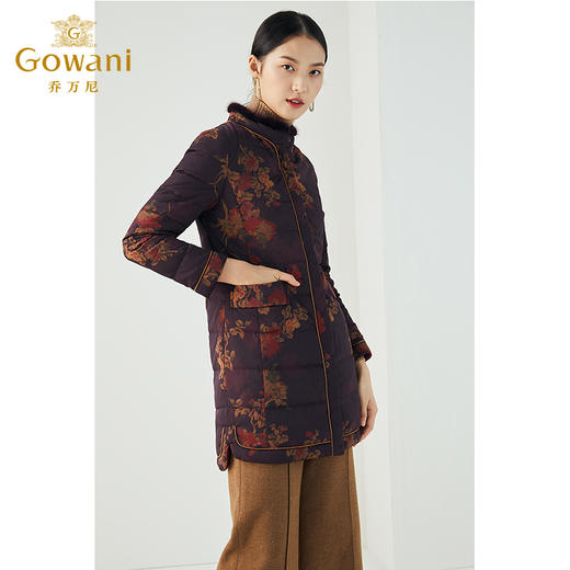 【无毛领】乔万尼复古奢华国风设计双面可穿中长款水貂毛保暖羽绒服ES4T361 商品图1