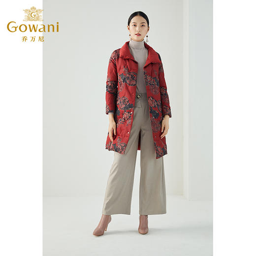 乔万尼秋冬国风牡丹贵气设计抗寒保暖中长款双面穿羽绒服ES4T415 商品图1