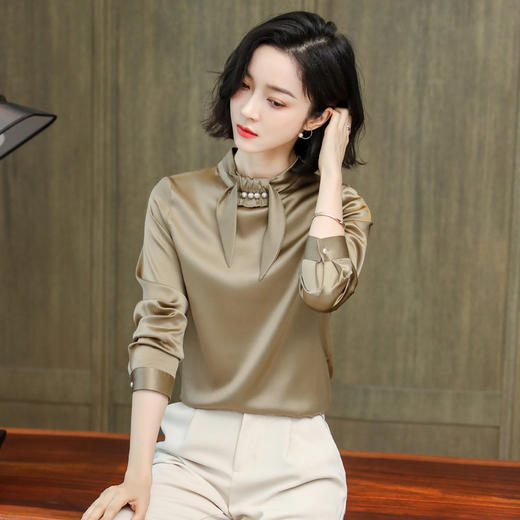 上海旗袍厂ASE-9013 圆领时尚气质真丝衬衫 商品图1