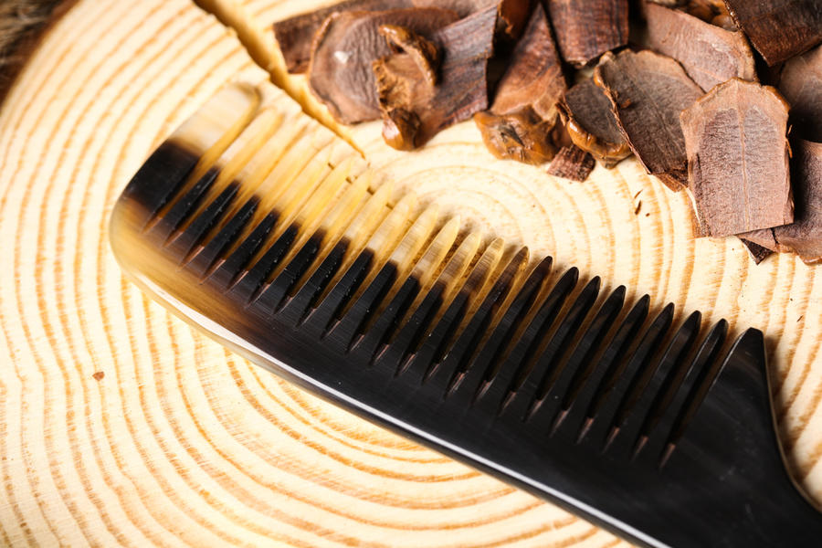 abbeyhorn 带柄天然牛角梳