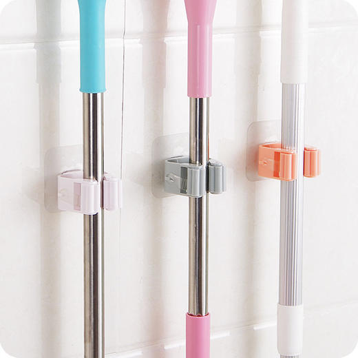 【3只装+3只挂钩】 拖把夹 壁挂卡座免打孔扫把夹神器 商品图0