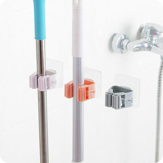 【3只装+3只挂钩】 拖把夹 壁挂卡座免打孔扫把夹神器 商品图1