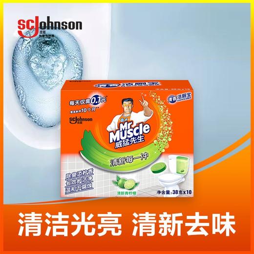威猛先生 洁厕宝 清新青柠檬 十块装 38g *10 洁厕块蓝泡泡 洁厕灵 马桶泡腾片 厕所去异味神器 商品图1