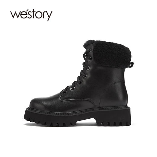 westory马丁靴女2021年新款春季英伦风冬加绒瘦瘦靴女S20DS80631 商品图1