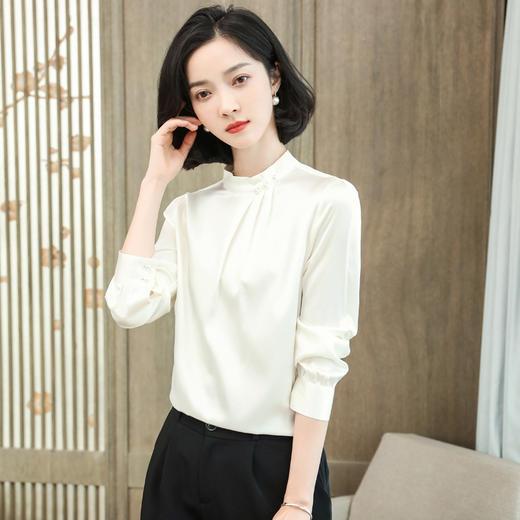 上海旗袍厂ASE-9002圆领百搭气质真丝衬衫 商品图1