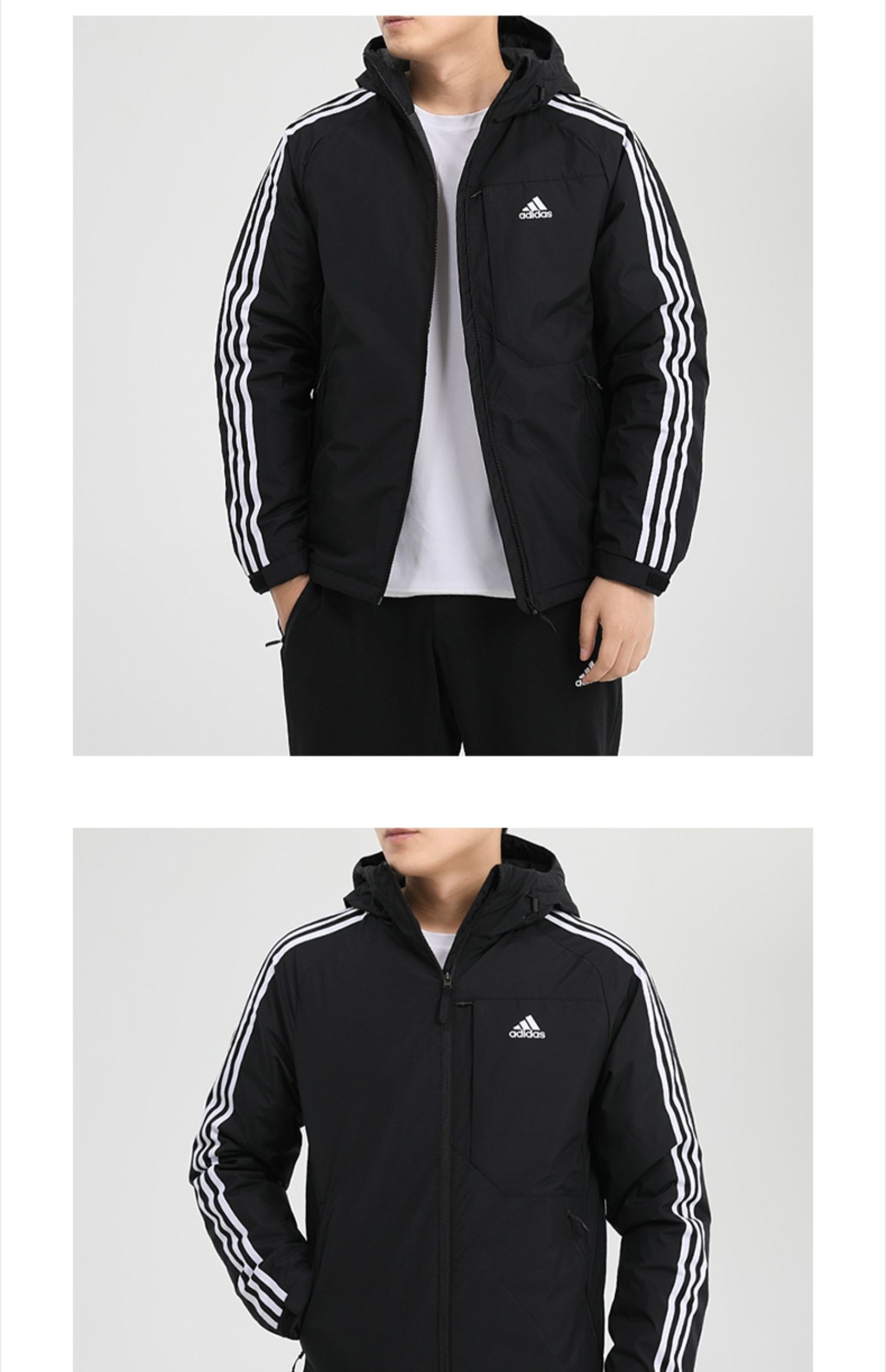 adidas阿迪达斯羽绒服男春季新款男士加厚连帽运动服男外套gf0098