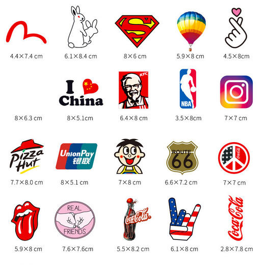 班哲尼 行李箱贴纸冰箱摩托车笔记本电脑贴吉他滑板死飞主流logo潮牌个性网红贴纸 主流潮牌 103张混色 商品图2
