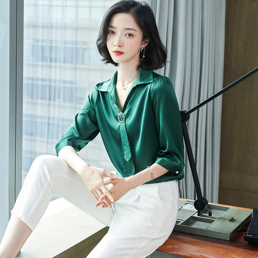 上海旗袍厂ASE-9021 圆领时尚气质真丝衬衫 商品图3