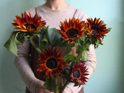 油画向日葵【入目无他人，四下皆是你】简小姐精选  稀有新品复古油画质感 油画向日葵 5枝 2件包邮下单72小时发货 商品图2