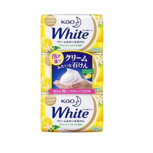 KAO花王 WHITE天然植物沐浴柠檬花香护肤香皂 130G*3 日本 商品图1