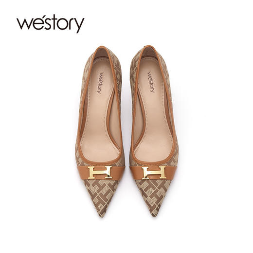 westory高跟鞋女2021年新款春季细跟尖头单鞋百搭婚鞋W21AE52431 商品图3