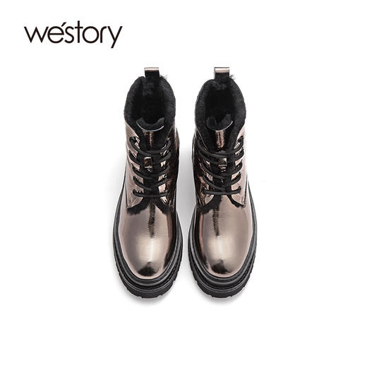 westory马丁靴女2021年春新款加绒短靴英伦风瘦瘦靴潮S20DS80621 商品图3