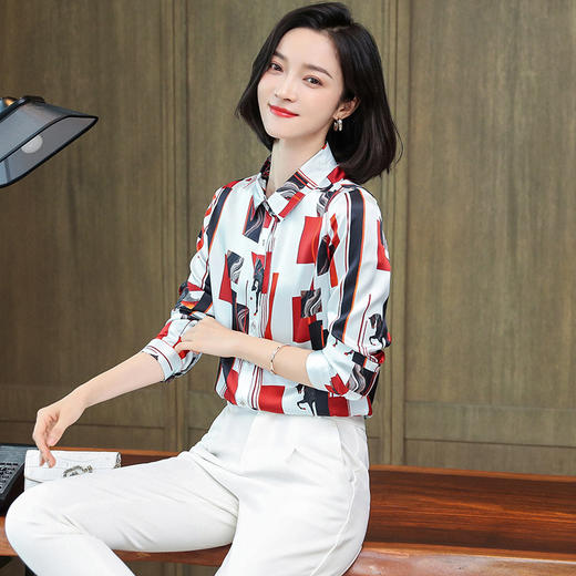 上海旗袍厂ASE-9081  印染气质百搭真丝衬衫 商品图1