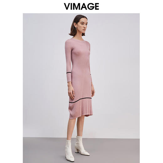 VIMAGE纬漫纪春季新款时尚舒适显瘦修身弹力针织衫连衣裙女裙V1301905 商品图2