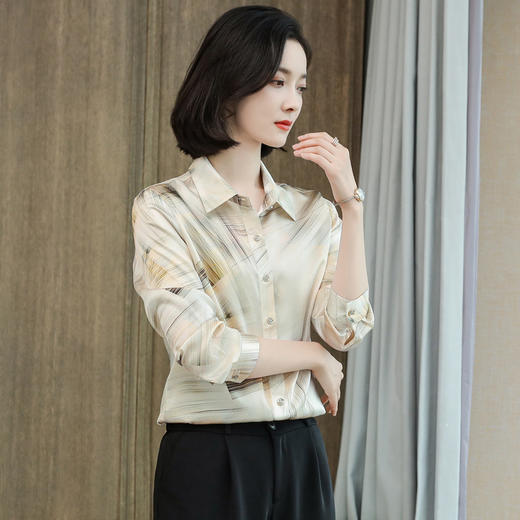 上海旗袍厂ASE-9077  印花气质真丝衬衫 商品图3
