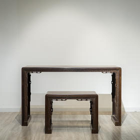 清代  红木板足琴桌琴凳成套