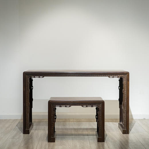 清代  红木板足琴桌琴凳成套 商品图0