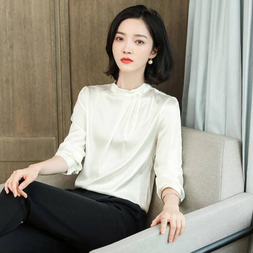 上海旗袍厂ASE-9002圆领百搭气质真丝衬衫 商品图3