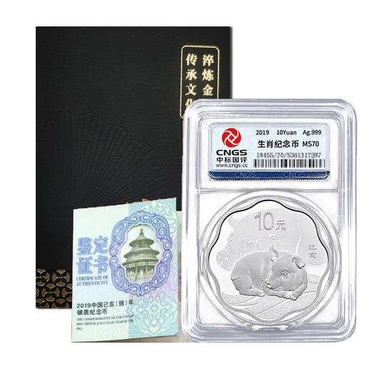 2019年猪年生肖梅花形30克银币封装版·中国人民银行发行 商品图0