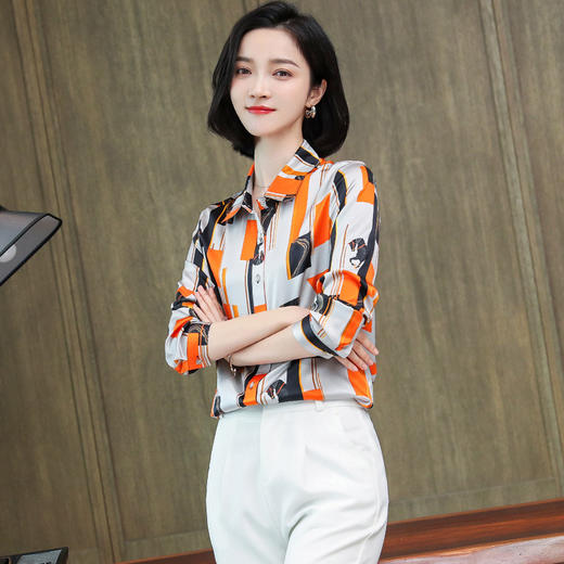 上海旗袍厂ASE-9081  印染气质百搭真丝衬衫 商品图2