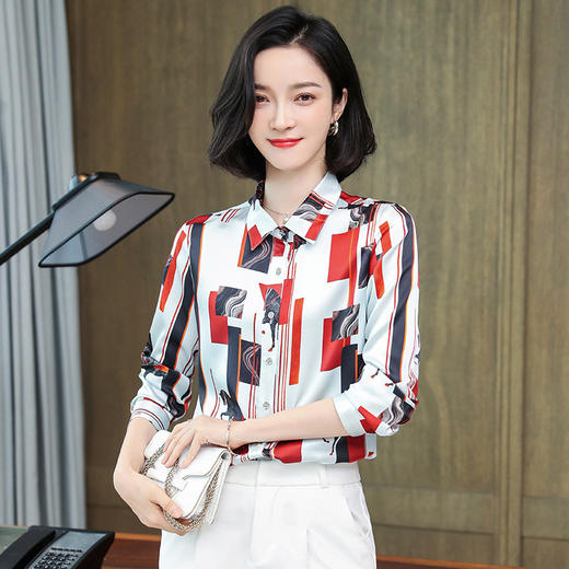 上海旗袍厂ASE-9081  印染气质百搭真丝衬衫 商品图0