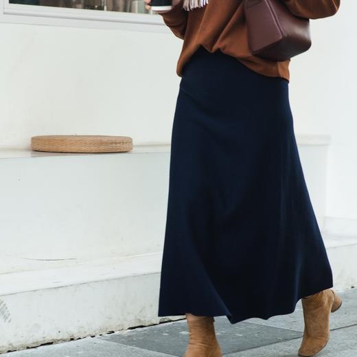 【à perles】一条经典的高腰中长裙针织A字版半裙【清仓，不退不换】 商品图5