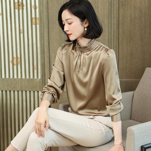 上海旗袍厂ASE-9006 镂空时尚气质真丝衬衫 商品图2