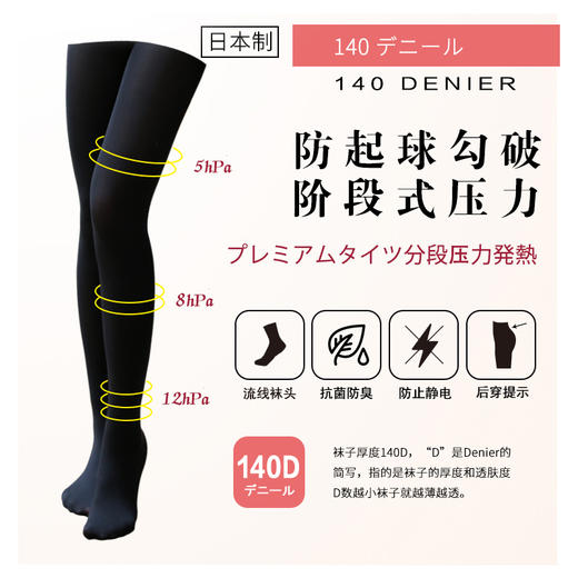 日本 HAKOYA 140D 发热裤袜 压力发热保暖毛绒袜子加厚打底裤 商品图2