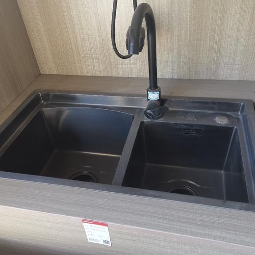 格朗 3.0面手工盆 黑金钢 双水槽 75*41cm台阶盆 商品图0