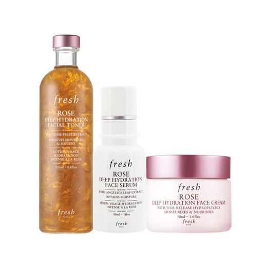 法国 FRESH馥蕾诗 玫瑰三件套 花瓣水250ML精华30ML面霜50ML 商品图0