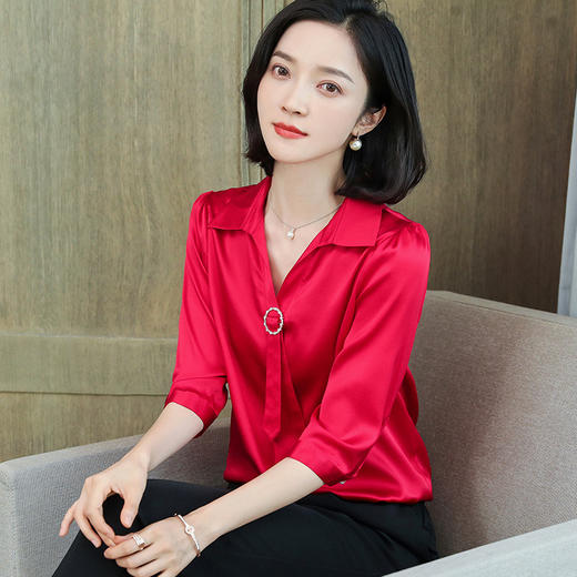 上海旗袍厂ASE-9021 圆领时尚气质真丝衬衫 商品图2